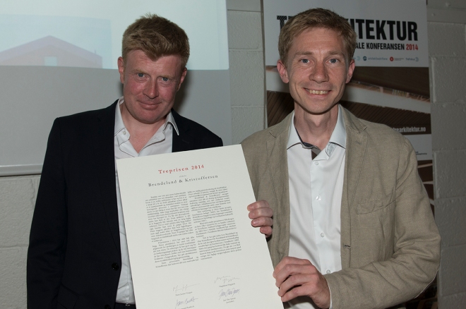 Brendeland & Kristoffersen fikk Treprisen 2014. Foto: Knut Werner L. Alsén